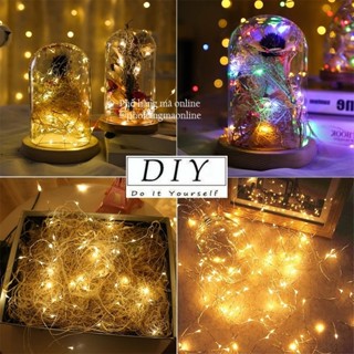 Dây Đèn led đom đóm sẵn pin dài 2m trang trí sinh nhật, mẹt tết, giáng sinh noel, bó hoa, Trung thu