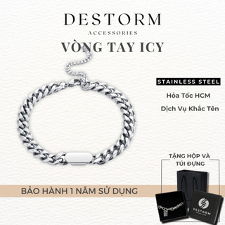 Vòng Tay Titan Destorm Icy Bracelet Unisex, Vòng Tay Nam Thép Không Gỉ Khắc Tên Theo Yêu Cầu, Có Hộp Và Túi Đựng Vòng
