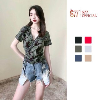 Áo thun rút 2 dây trước vải cotton mềm mát s77.sp08855.1