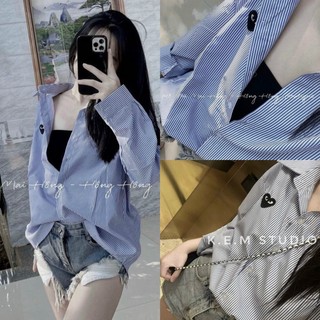  Áo Sơ Mi Nam Nữ  Áo Sơ Mi Thêu trái tym trước ngực chất liệu Cao Cấp cực đẹp cực xinh hot trend 2024 