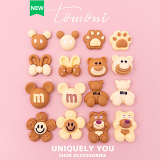 Phụ Kiện Sticker Gắn Dép, Charm DIY Hình Nơ, Hoa, Gấu Nâu Xinh Xắn - HQ50