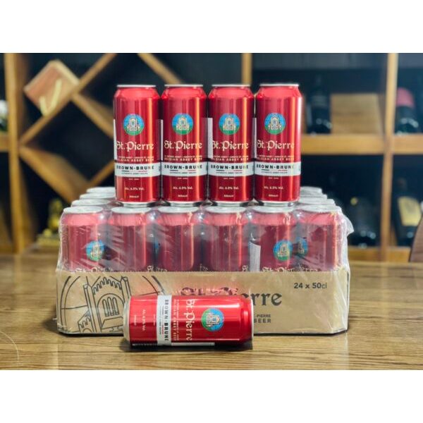 Bia St. Pierre Brune 6.5% - nhập khẩu Bỉ - 1 thùng 24 lon 500ml