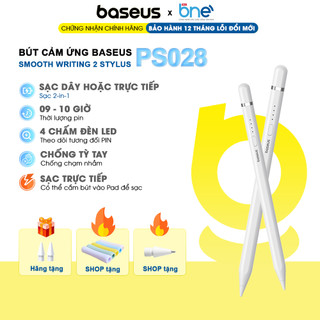 Bút cảm ứng Baseus PS028 Smooth Writing 2 Sạc trực tiếp 2in1 Stylus, Chống tỳ tay, Không có độ trễ