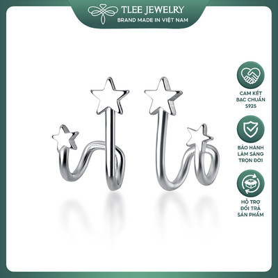 Khuyên tai bạc TLEE sao kép mini kiểu dáng lạ cá tính TLEE JEWELRY B0104