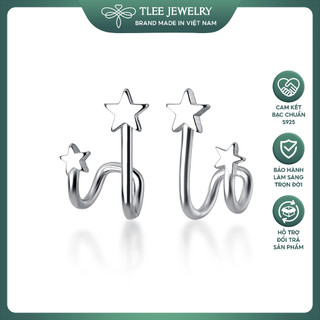 Khuyên tai bạc TLEE sao kép mini kiểu dáng lạ cá tính TLEE JEWELRY B0104