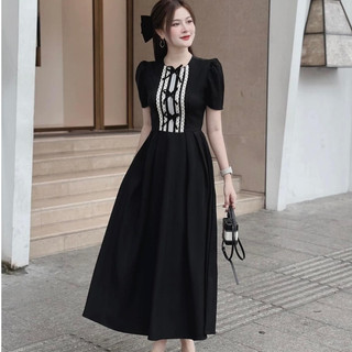 ĐẦM TIỂU THƯ DÁNG DÀI XÒE NHẸ ĐÍNH NƠ SANG TRỌNG CHO NÀNG ĐI TIỆC