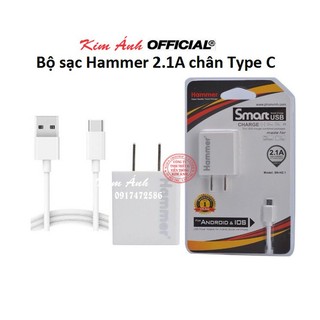 TYPE C-Bộ sạc Hammer  CHÍNH HÃNG DÒNG ĐIỆN  2.1A CHUÔI TYPE C, Bảo hành 12 tháng