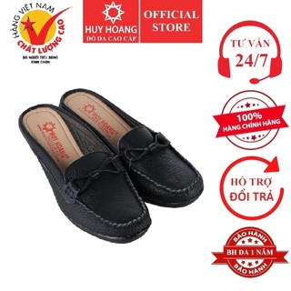 Giày sabo nữ da bò Huy Hoàng màu đen HP7936