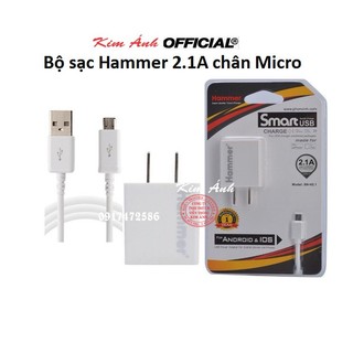 V8-Bộ sạc Hammer Dòng Điện 2.1A, chuôi Micro - Hàng Chính Hãng bảo hành 12 tháng