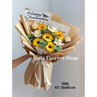 Bó hoa sáp hoa hồng mix hướng dương.
