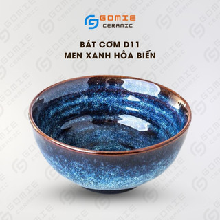 Bát cơm d11 men xanh hoả biến - bát menh xanh biển cực chất - gốm sứ cao cấp bát tràng