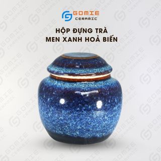 Hũ Trà - Bình Đựng Trà - Lọ Trà - Hộp Trà Men Xanh Hoả Biến - Gốm Sứ Cao Cấp Bát Tràng