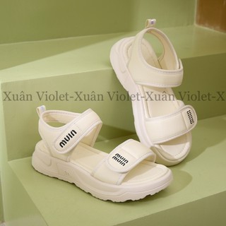 GD100-Dép Sandal Học Sinh đi học đế thấp 3cm, da mềm, đế êm, 2 quai điều chỉnh được hot trend 2024