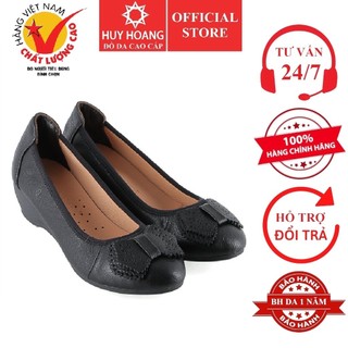 Giày nữ Huy Hoàng da bò 3 phân màu đen HP7939