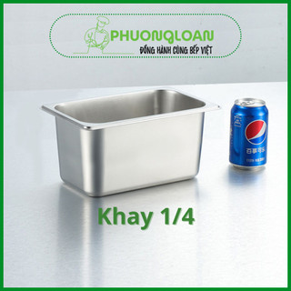 Khay đựng thực phẩm, đựng thạch Topping Inox 1/4 không nắp