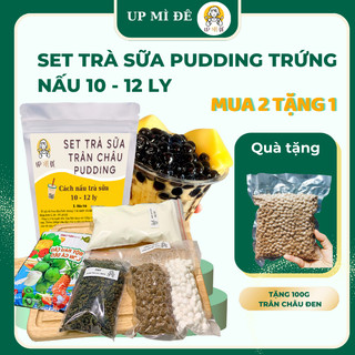 Set trà sữa trân châu pudding trứng nấu 10 - 12 ly - up mì đê