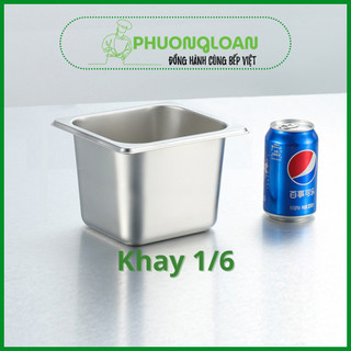Khay đựng thực phẩm, đựng thạch Topping Inox 1/6 không nắp