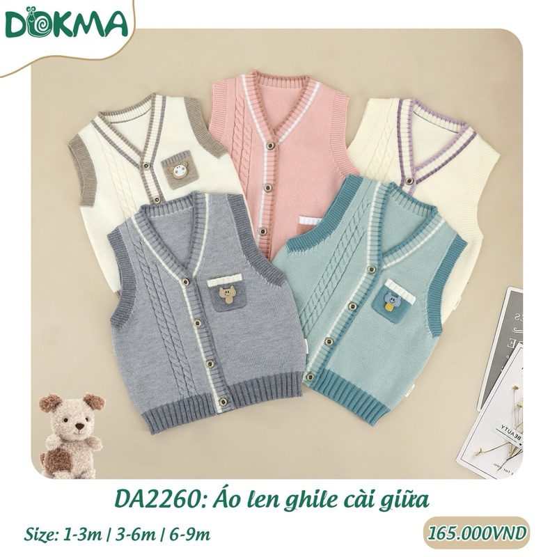 Áo len gile cài giữa Dokma dành cho bé trai bà bé gái chất len mềm mại và dày dặn