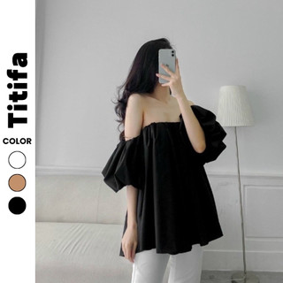 Áo Trễ Vai Tay Phồng Dáng Dấu Quần Chất Vải Voan Đẹp HL064 - Titifa Shop