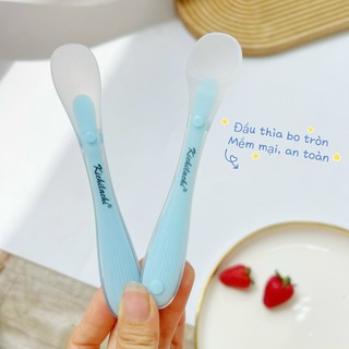 Bộ Thìa Ăn Silicone Kichilachi Cao Cấp Siêu Mềm, An Toàn Cho Sức Khỏe Của Bé 2 Chiếc/hộp