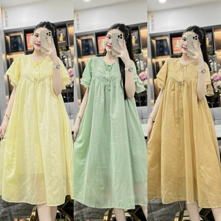 Váy suông [NH Clothing chính hãng] tay xoè ly ngực tơ hai lớp