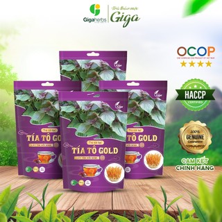 [ Combo 1kg Trà ] Trà túi lọc tía tô Gold Gigaherbs hỗ trợ điều trị gút, làm đẹp da - túi 1kg (4 x 60 gói x 4,2gr)