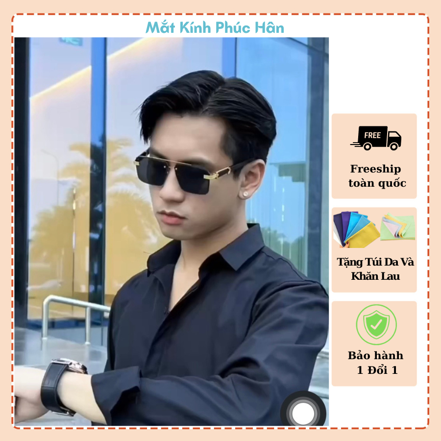 Kính Râm Thời Trang Nam Phong Cách Hàn Quốc Gọng Vân Gỗ Chống Tia Uv PhúcHânStore Màu Đen/Nâu Mk052