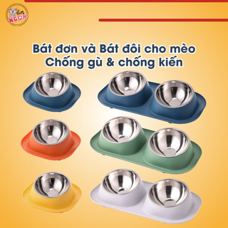  Bát Ăn Cho Mèo Bát Chống Gù Chống Kiến Cho Chó Mèo - Bát Đơn Bát Đôi Lòng Inox Có Thể Tháo Rời - Bát chống gù cho chó 