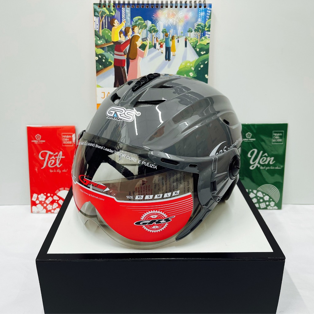 Mũ Bảo Hiểm Nửa Đầu GRS A760K Có Kính /Bảo Hành 12 Tháng