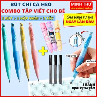 Combo bút chì bấm cá heo 2B - gôm tẩy - ngòi thay 2MM dành cho bé tập viết tiện lợi - bút chì cơ 2B - Minh Thư VPP
