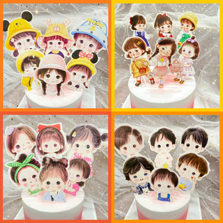 Rẻ vô địch - set cắm giấy 6 bé trai chibi, 6 bé gái chibi - trang trí bánh sinh nhật, quốc tế thiếu nhi 1/6