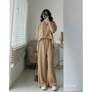 Bộ Đũi Nhăn Phom Suông Siêu Xinh