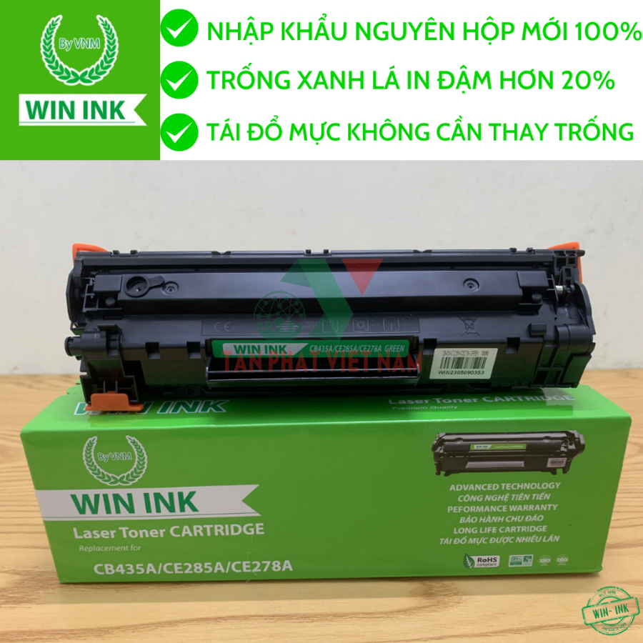 Hộp mực máy in Canon LBP6030/6030w(mã mực CB435A) hiệu Win Ink-Mới 100% có lỗ đổ mực, đổ thải