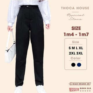 Quần tây nữ baggy công sở đi làm, đi học đen, xanh đen có đai lưng THOCA HOUSE quần baggy lưng cao