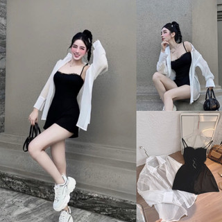 🆕🆕🆕 Set đầm cúp xanh mint + áo khoác trắng Freesize <55kg
