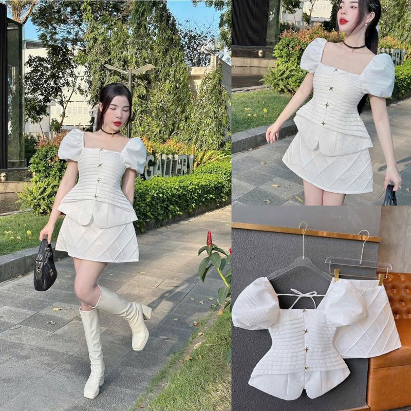 ĐẦM GẤM NƠ NGỰC TRẮNG