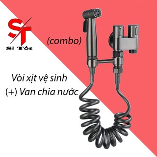Vòi Xịt Vệ Sinh Kèm Van Chia Nước 2 Đầu Ra Cao Cấp, Chất Liệu Inox 304 Bền Bỉ, Dùng Cho Nhà Tắm Nhà Vệ Sinh