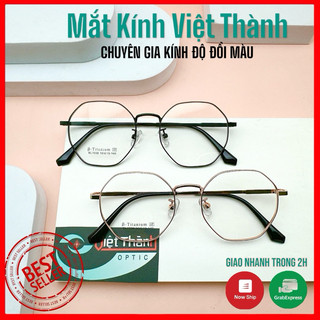 HCM gọng kính cận TITANIUM kim loại lục giác kính cận tròn mẫu mới 2024 LG22