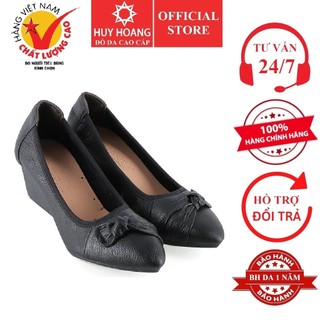 Giày nữ huy hoàng da bò 5 phân màu đen hp7942