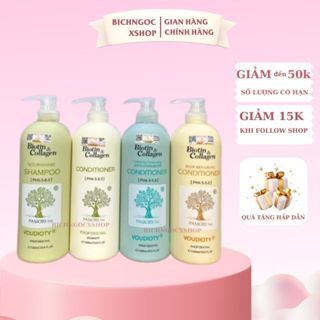Cặp dầu gội xả Biotin collagen voudioty 500ml – 1000ml, dầu gội mềm mượt chống rụng kích mọc tóc,ngăn gầu, dầu