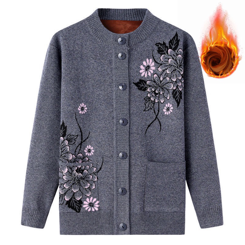 Áo khoác len trung niên nữ lót nhung dày ấm tặng bà tặng mẹ áo len nữ trung niên áo len ấm cho người