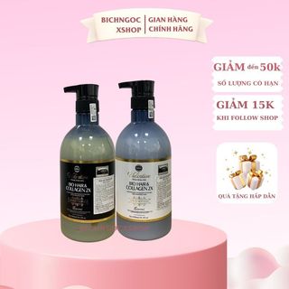 Cặp Dầu Gội Xả Valention Bio Hair & Collagen 2X phục hồi hư tổn, giảm gãy rụng 500ml và 800ml *2