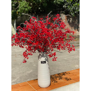 Cành đào đông, trái cherry ,Hoa nghệ thuật trang trí phòng khách, cây giả trang trí