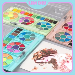 Bộ màu nước nén kèm cọ 36 màu macaron Giorgione vẽ tranh, trang trí sổ, làm đồ handmade LIM DIY