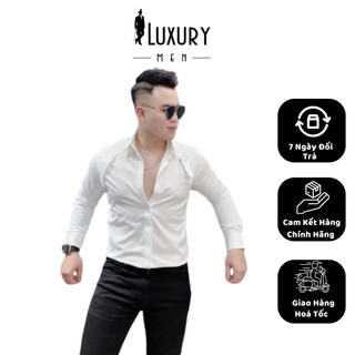 Sơ mi nam luxury - sơ mi trắng nam mix khóa vai- sơ mi thiết kế cao cấp