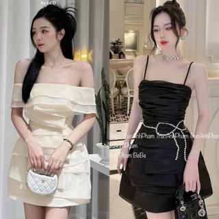 Váy nữ váy 2 dây Đầm Váy Trễ Vai Xếp Tầng Có Đệm Ngực Hàng Chuẩn Loại 1(kèm ảnh thật)