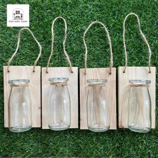 Bảng gỗ kèm lọ thủy tinh treo tường OABU, trồng cây thủy sinh, cắm hoa, decor nhà cửa, BG03
