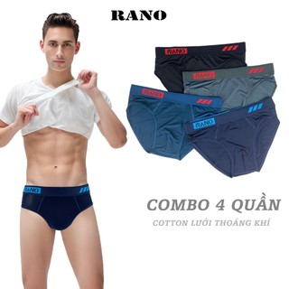  Combo 4 quần lót tam giác nam vải lưới Rano thoáng khí co dãn 4 chiều thoáng mát mềm mại thông hơi cao cấp 