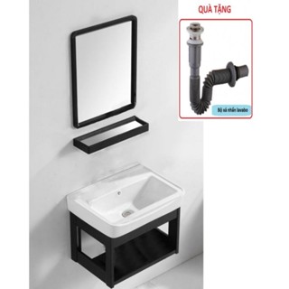 Combo 4 món tủ chậu lavabo mini gương kệ kính thông minh cho phòng tắm nhỏ