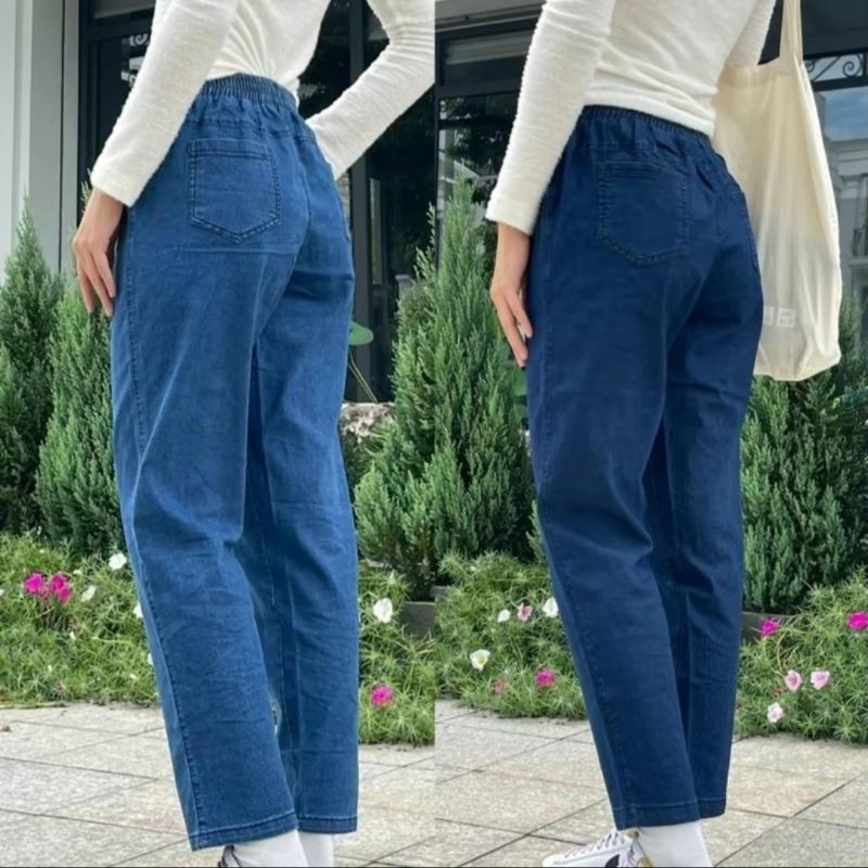 Quần Jean Giấy Dáng Baggy Nữ Mềm Mát Cạp Cao Lưng Chun Cho Chị Em Mặc Siêu Xinh